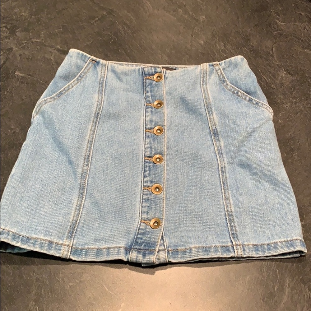 Button down denim skirt